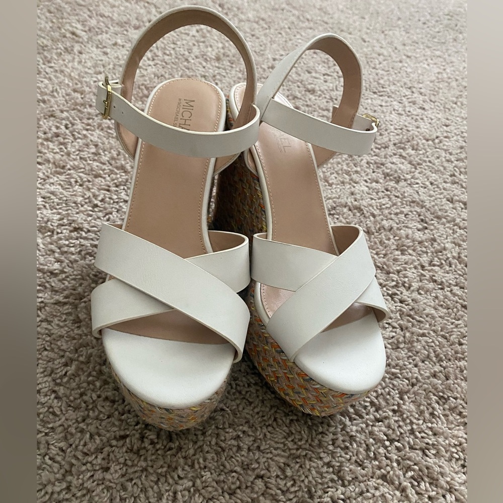 Michael by Michael Shannon Cream Wedge Sandals